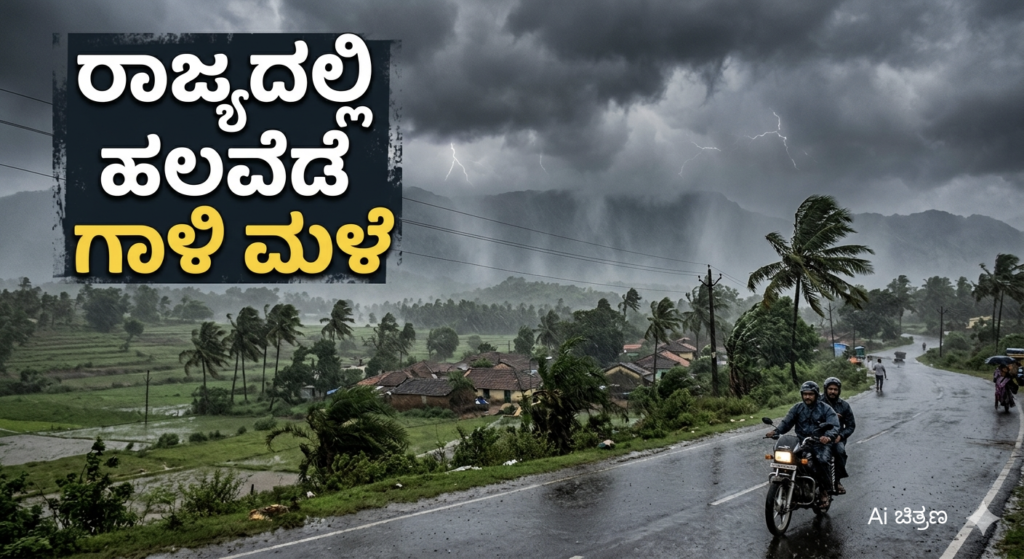 ರಾಜ್ಯ ದಲ್ಲಿ ಹಲವೆಡೆ ಗಾಳಿ ಮಳೆ