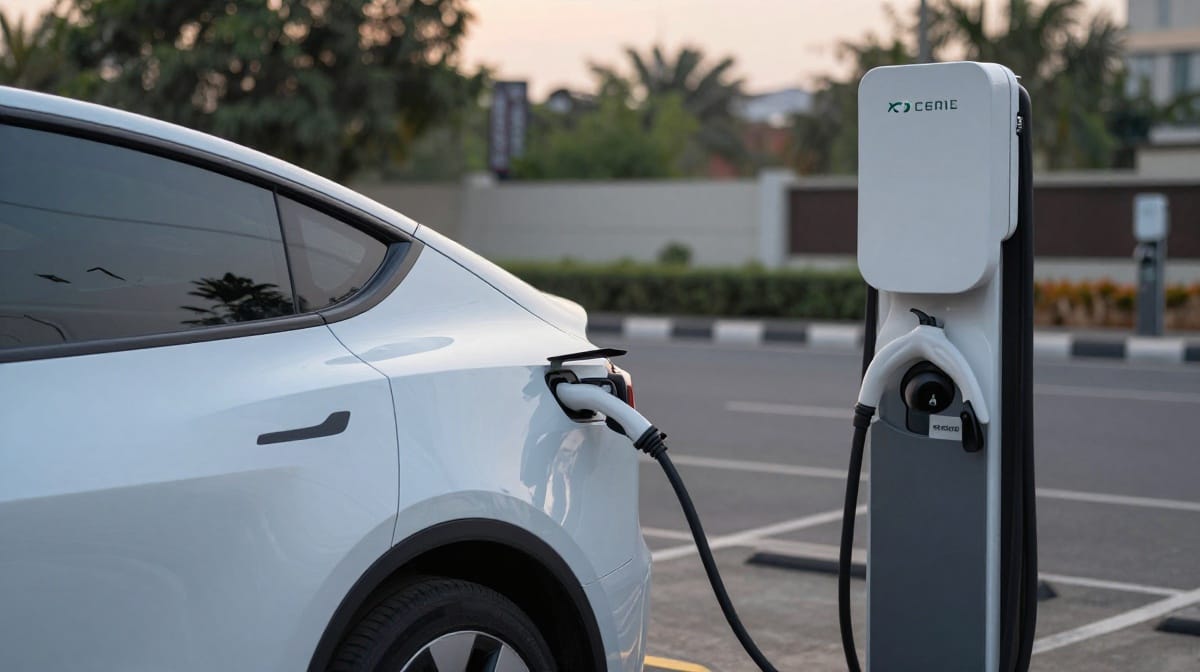 charging station and electric car in India